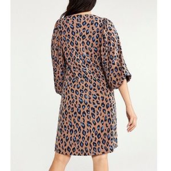 Ann Taylor Leopard Print Blue Shirt Dress NWT - Picture 2 of 3